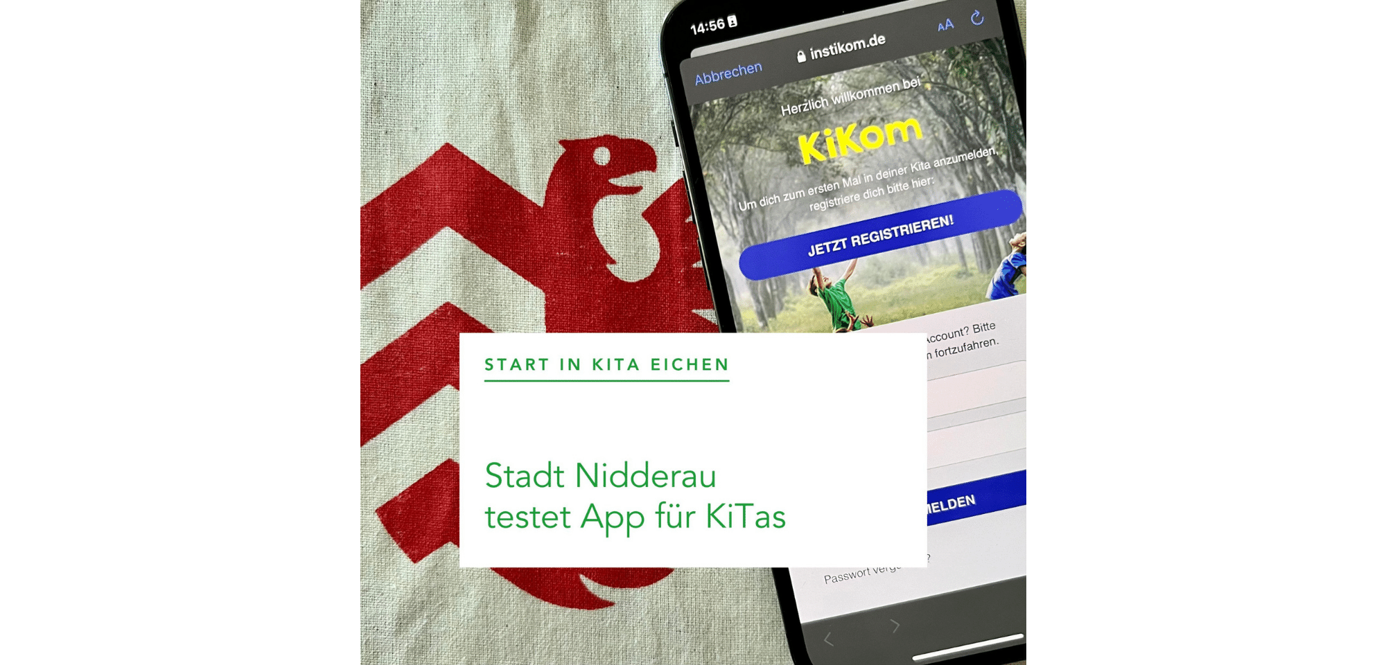Smartphone mit App. Bildtitel: Stadt Nidderau testet App für Kitas