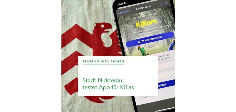 Smartphone mit App. Bildtitel: Stadt Nidderau testet App für Kitas