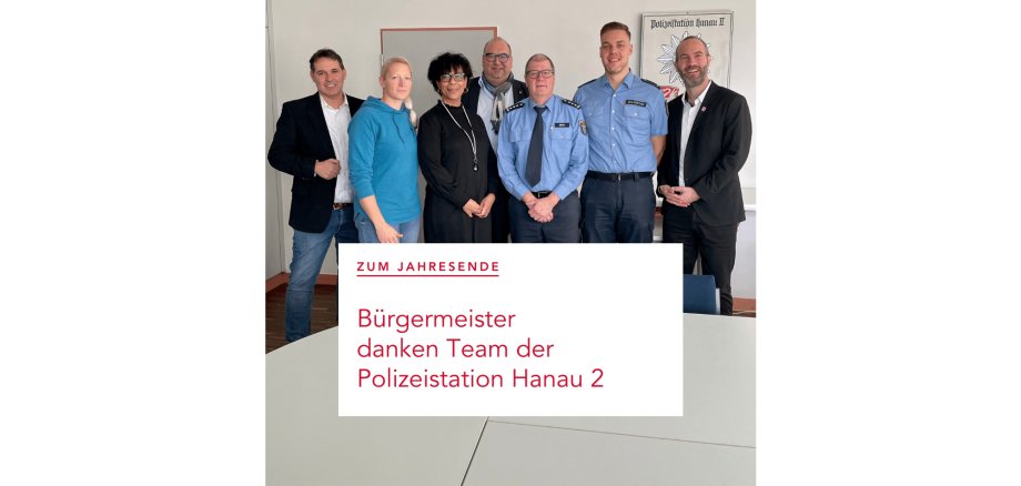 Sharepic: Bürgermeister Andreas Bär (Nidderau), Michael Göllner (Hammersbach) und Klaus Schenja (Rodenbach) besuchen Polizeistation Hanau 2