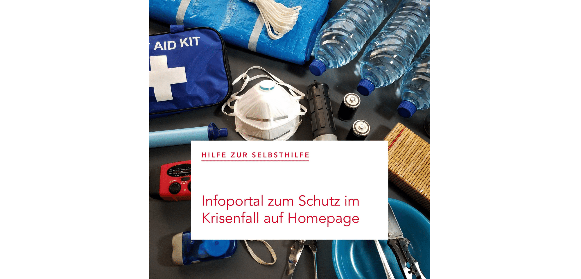 Verschiedene lebensnotwendige Artikel für den Katastrophenfall