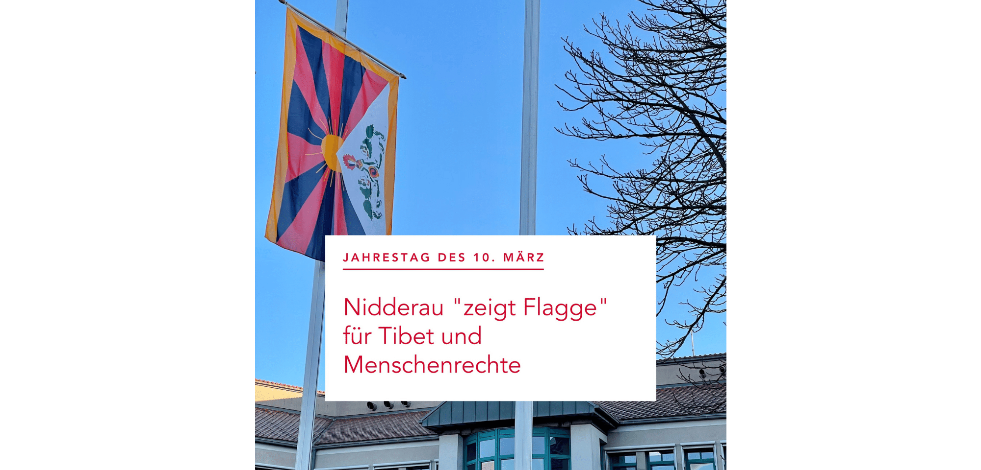 Tibetische Flagge vor dem Nidderauer Rathaus