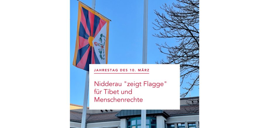 Tibetische Flagge vor dem Nidderauer Rathaus
