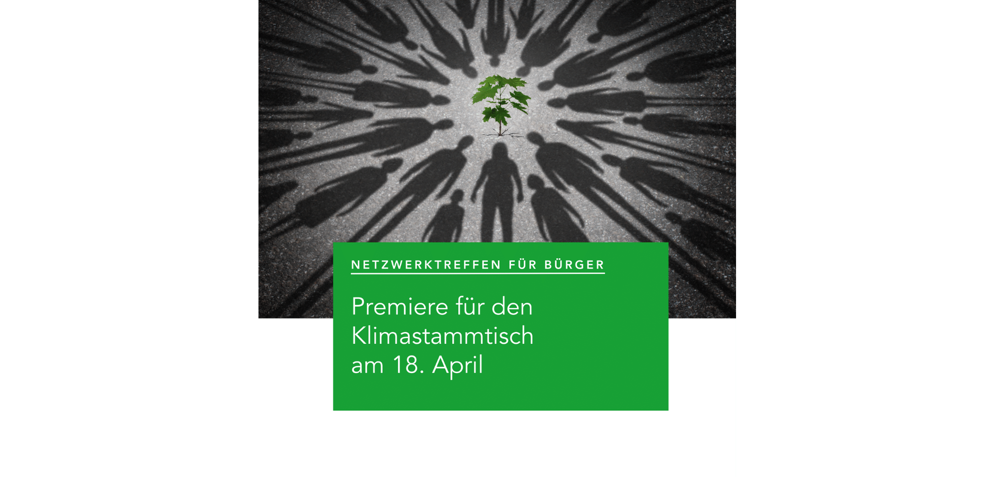 Viele menschliche Schatten in einem Kreis um einen Baum angeordnet