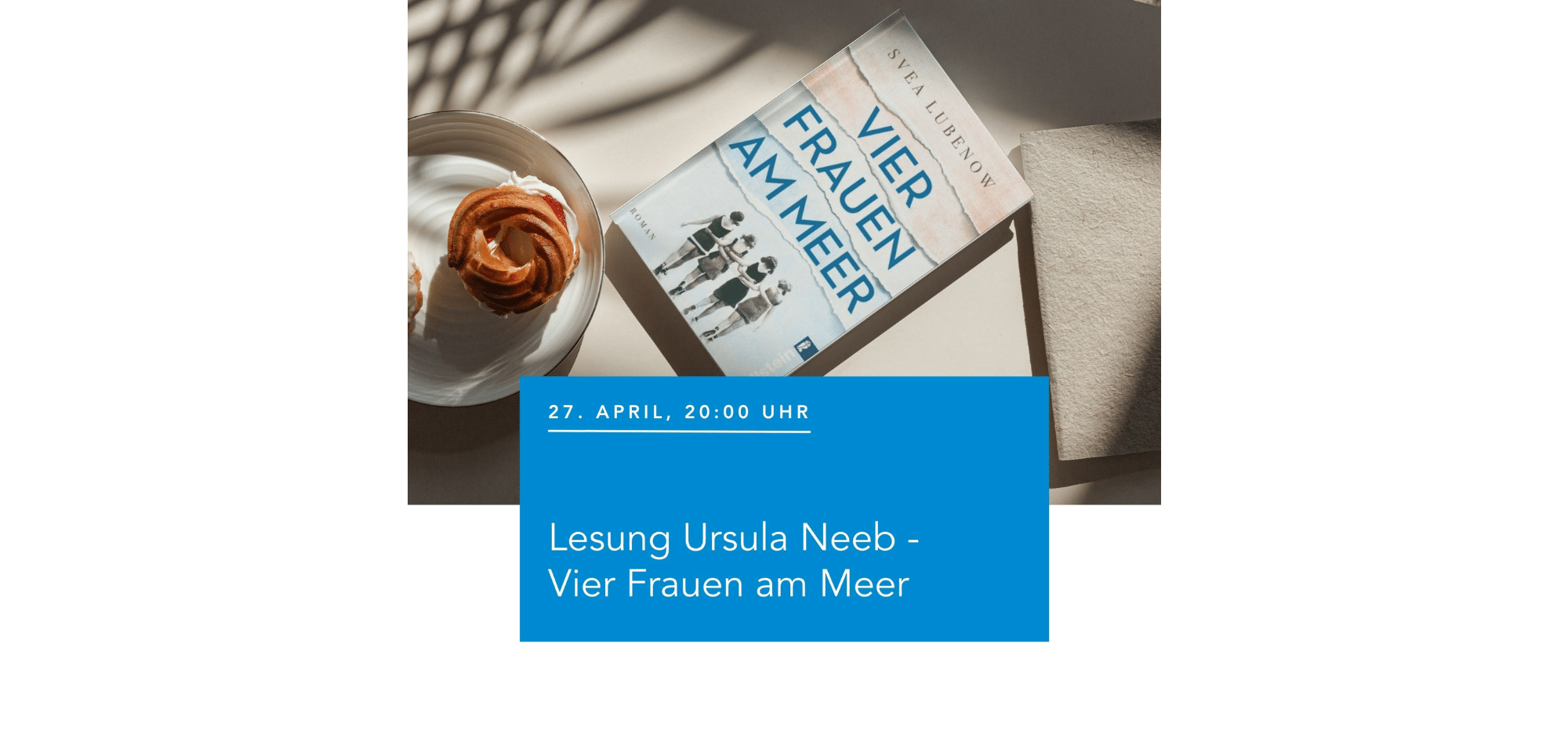 Auf einem Tisch liegendes Buch mit Titel Vier Frauen am Meer von Ursula Neeb