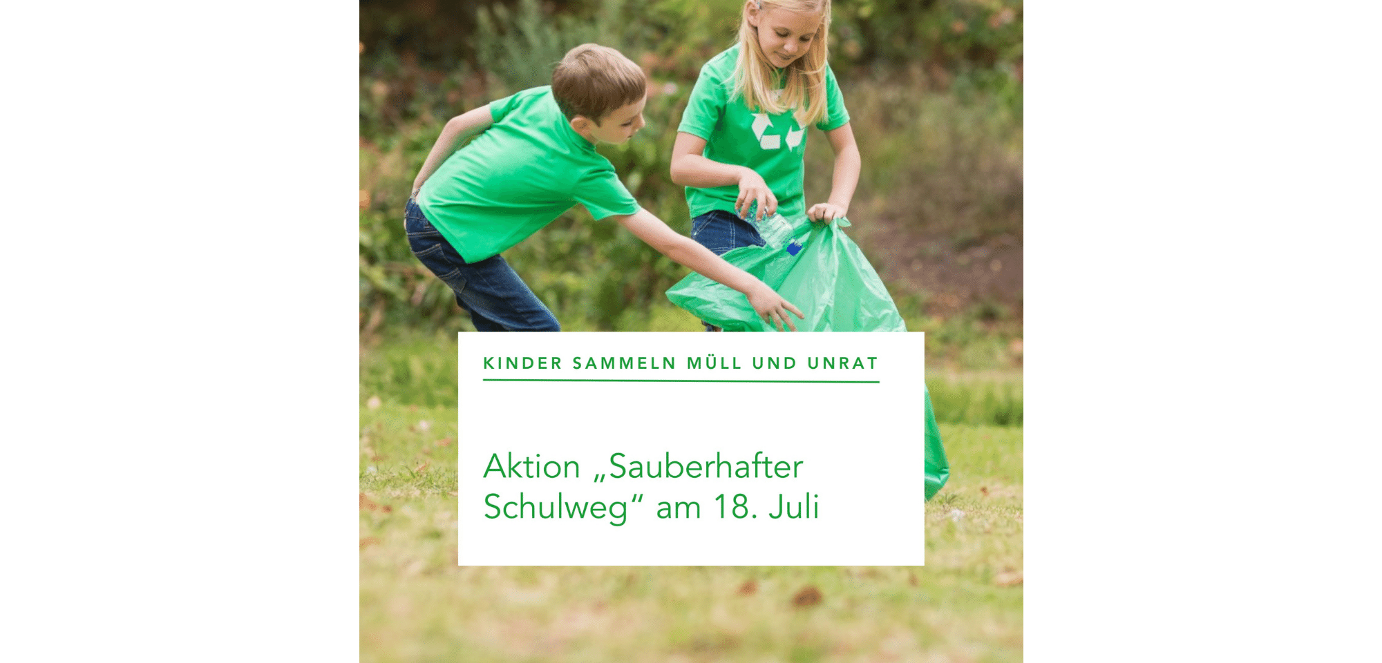 Zwei Kinder sammeln Müll