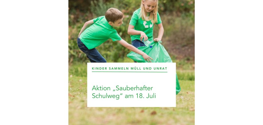 Zwei Kinder sammeln Müll
