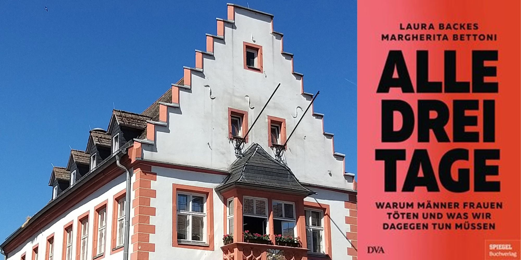 Historisches Rathaus Nidderau und Buchcover "Alle drei Tage"