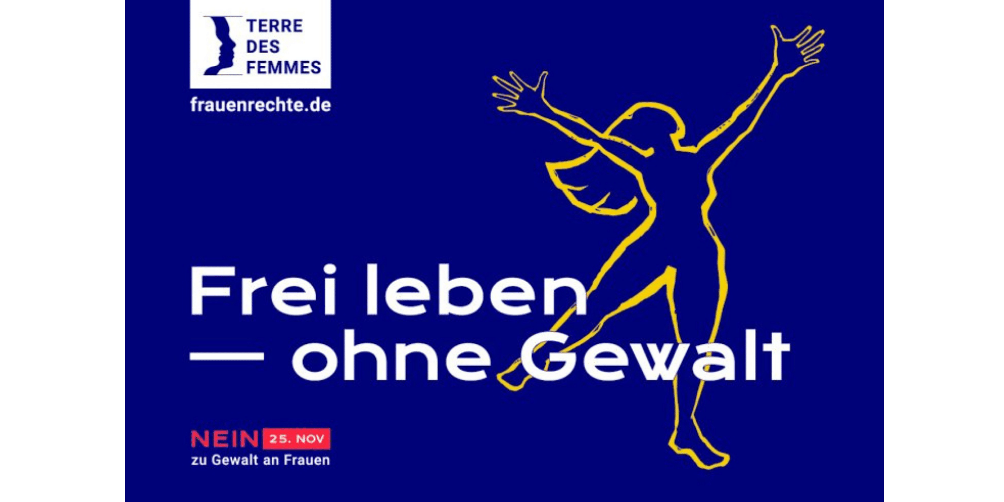 Blaues Plakat mit Silhouette einer Frau