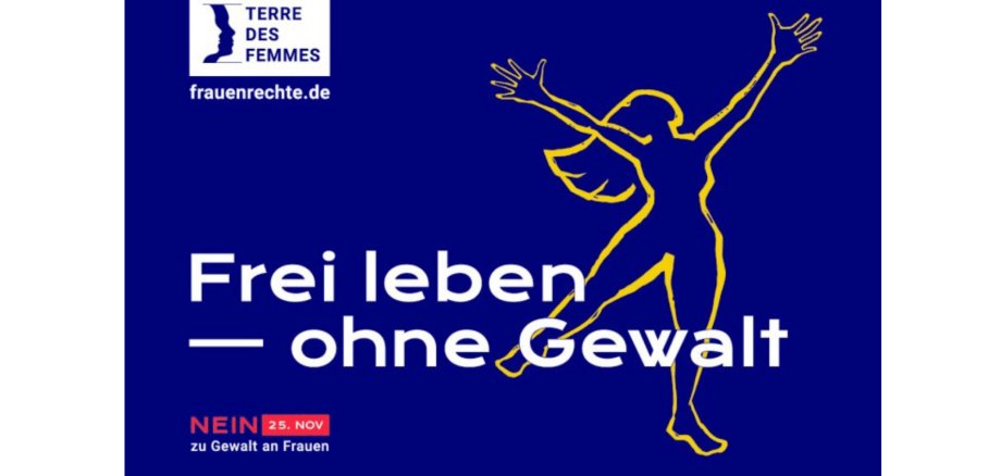 Blaues Plakat mit Silhouette einer Frau