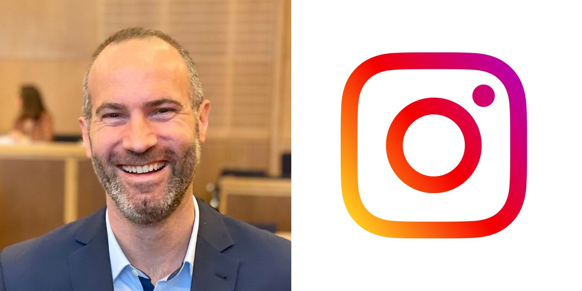 Portrait von Andreas Bär, daneben das Instagram-Logo