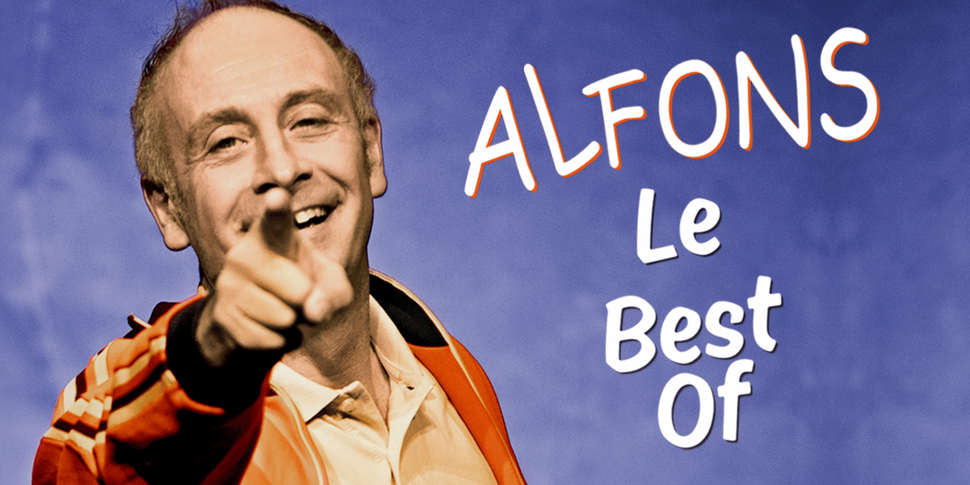 Mann in orange-farbener Jacke mit ausgestrecktem Zeigefinger