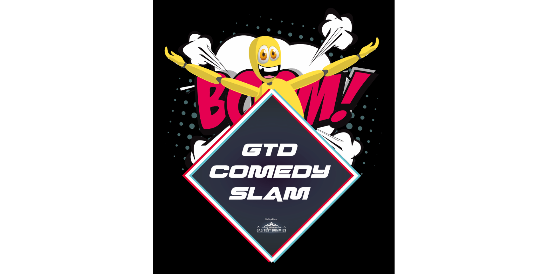 Poster mit schwarzem Hintergrund zum Comedy Slam