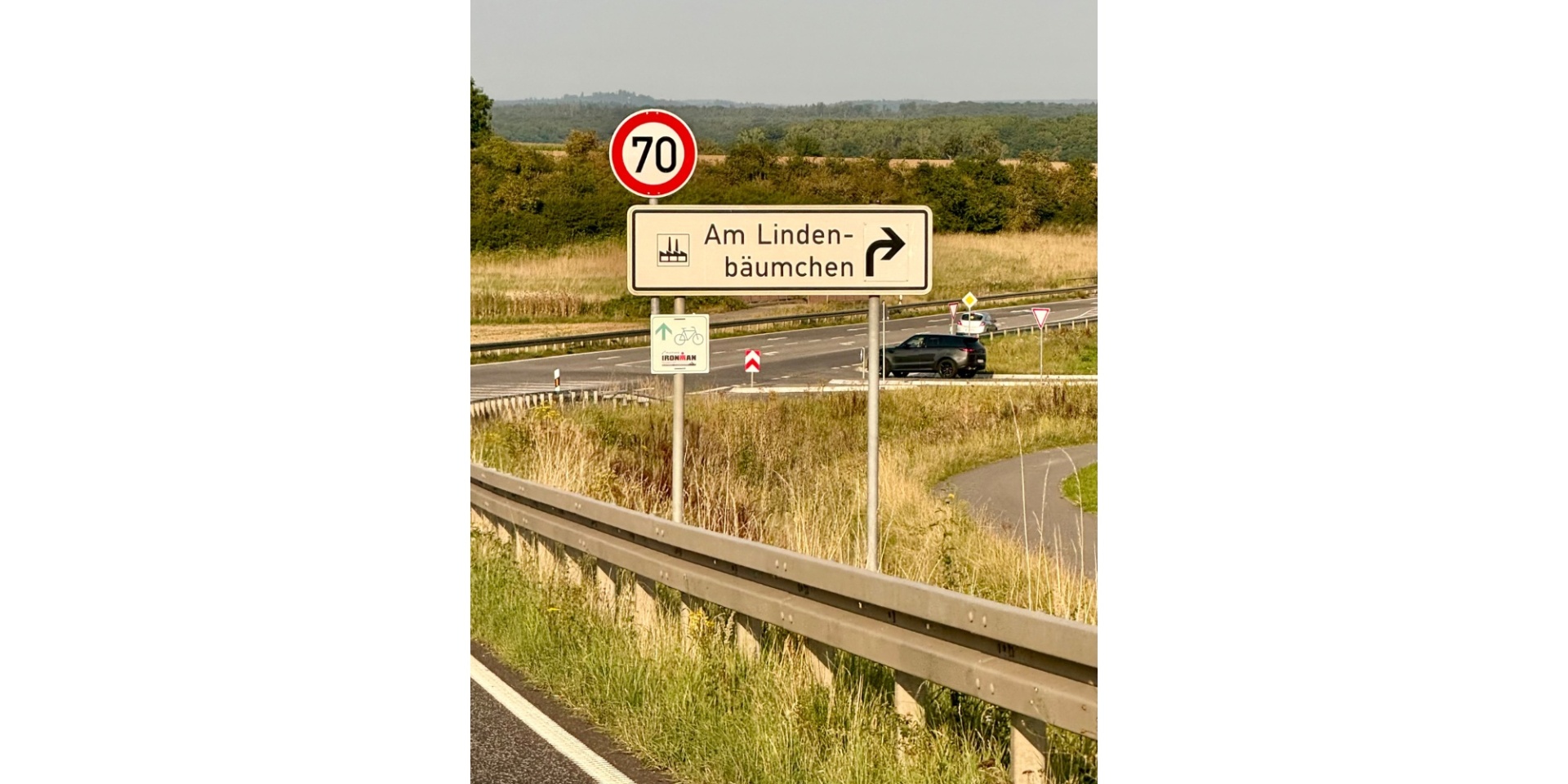 Ansicht Umgehungsstraße mit Verkehrsschild 70