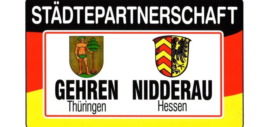 Städtepartnerschaftsschild Gehren Nidderau