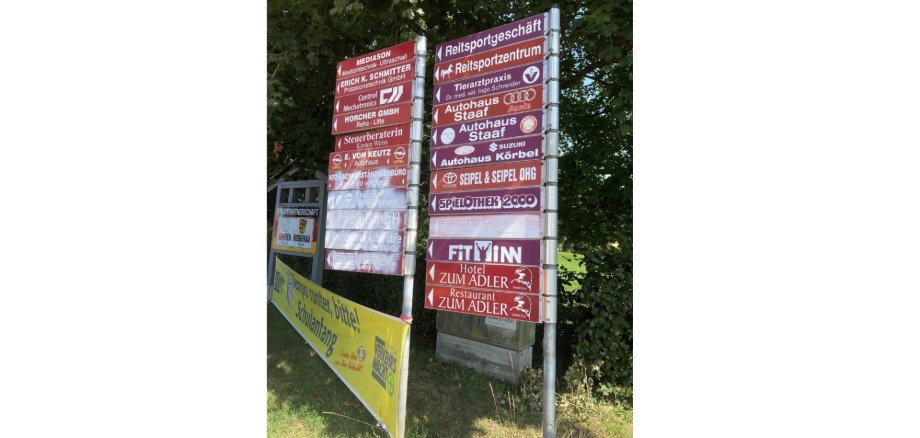 Beschilderungstafeln für Gewerbebeschilderung.