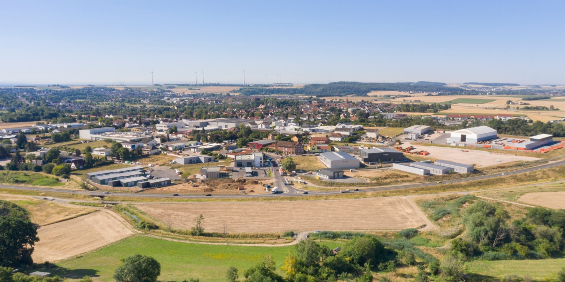 Luftbildaufnahme Gewerbegebiet