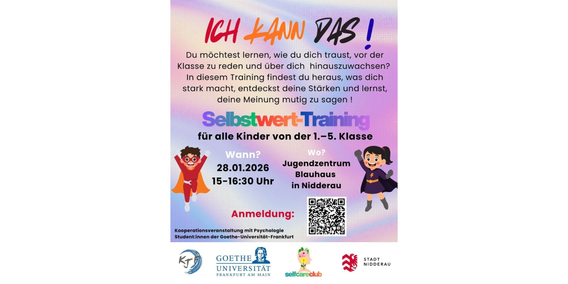 Flyer zum Angebot Selbstvertrauen stärken für Kinder.