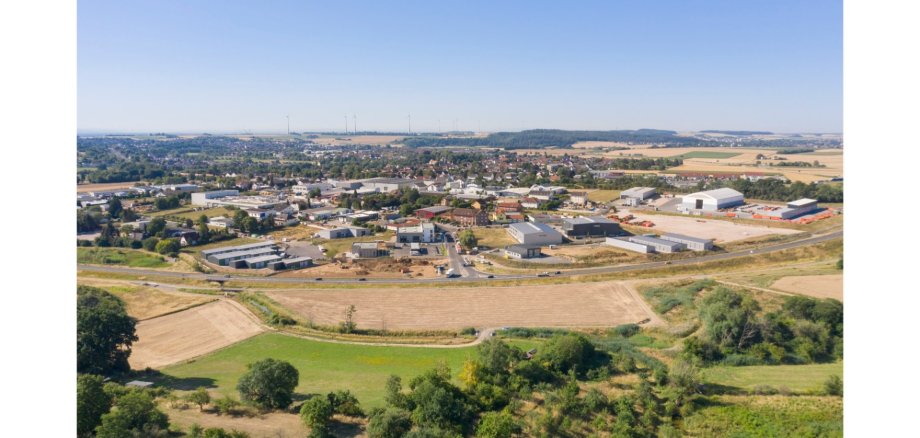 Industrielandschaft aus der Vogelperspektive.