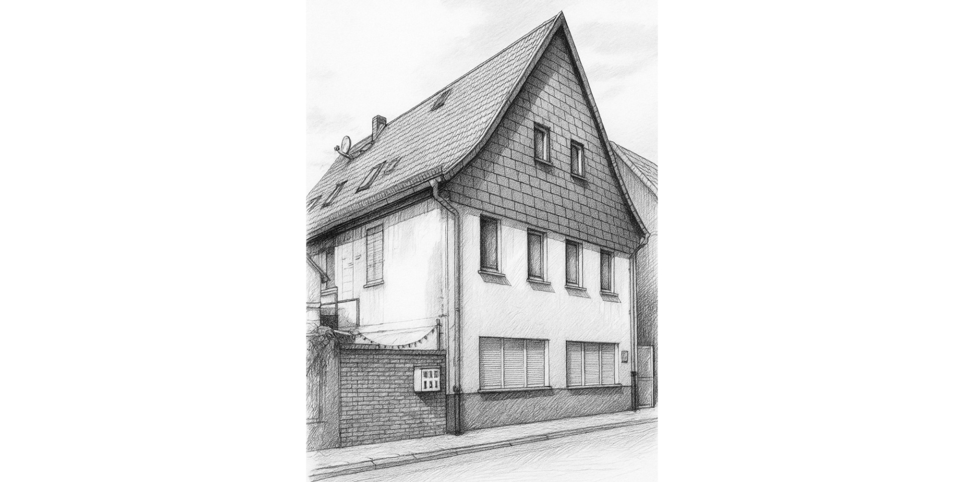 Erstellte Zeichnung nach einem Foto - Abbildung Fachwerkhaus