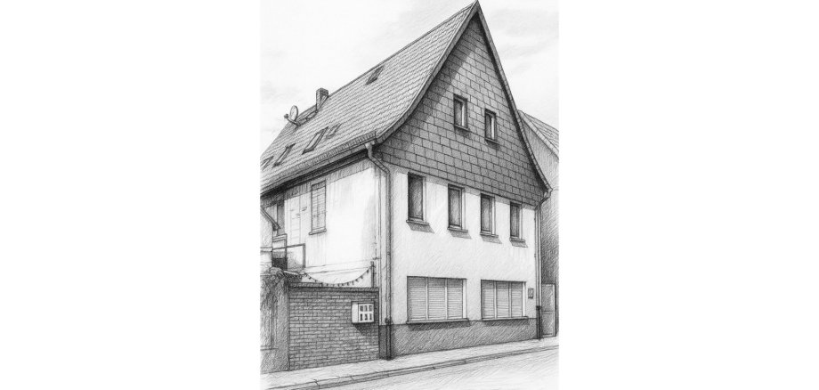 Erstellte Zeichnung nach einem Foto - Abbildung Fachwerkhaus