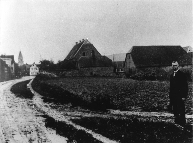 Schwarz-weiß Foto des Pfaffenhofes