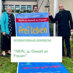 2) Jährliche Informationsaktivitäten und Fahnenhissung vor dem Rathaus zum 25. November, dem Internationalen Tag zur Beseitigung von Gewalt gegen Frauen 2) Jährliche Informationsaktivitäten und Fahnenhissung vor dem Rathaus zum 25. November, dem Internationalen Tag zur Beseitigung von Gewalt gegen Frauen