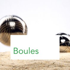 Boules-Kugeln mit Textbox "Boules"