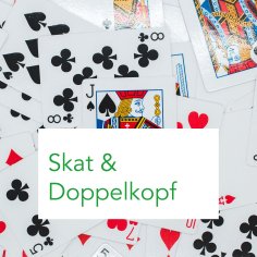 Spielkarten mit Textbox "Skat & Doppelkopf"