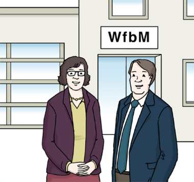 2 Männer stehend vor einem Haus