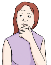 Seniorin nachdenklich mit der Hand am Kinn