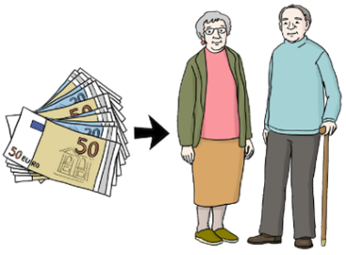 Geldschein und Senioren