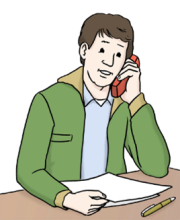 Mann am Telefon sitzend