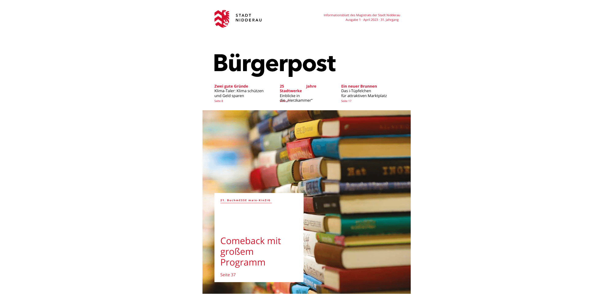 Titelbild Bürgerpost Stapel mit vielen Büchern