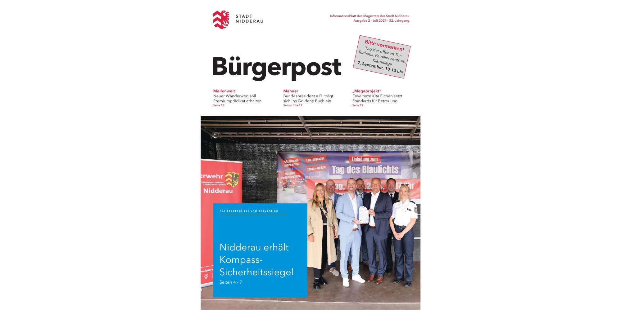 Titelbild Bürgerpost 2-2024 Mehrere Personen auf einer Bühne stehend