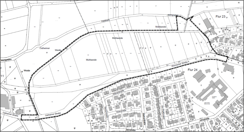 Räumlicher Geltungsbereich des Bebauungsplanes Nr. 5-016-00 „Mühlweide II“