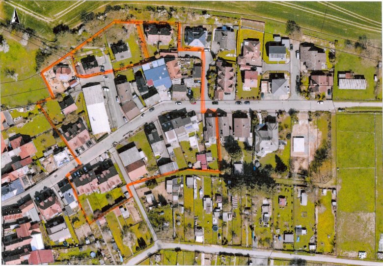 Luftbildaufnahme Teil einer Ortschaft