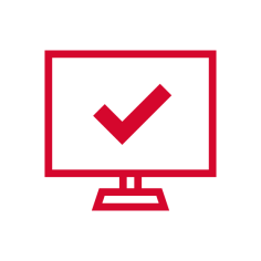 Icon Computer mit "Check"-Haken